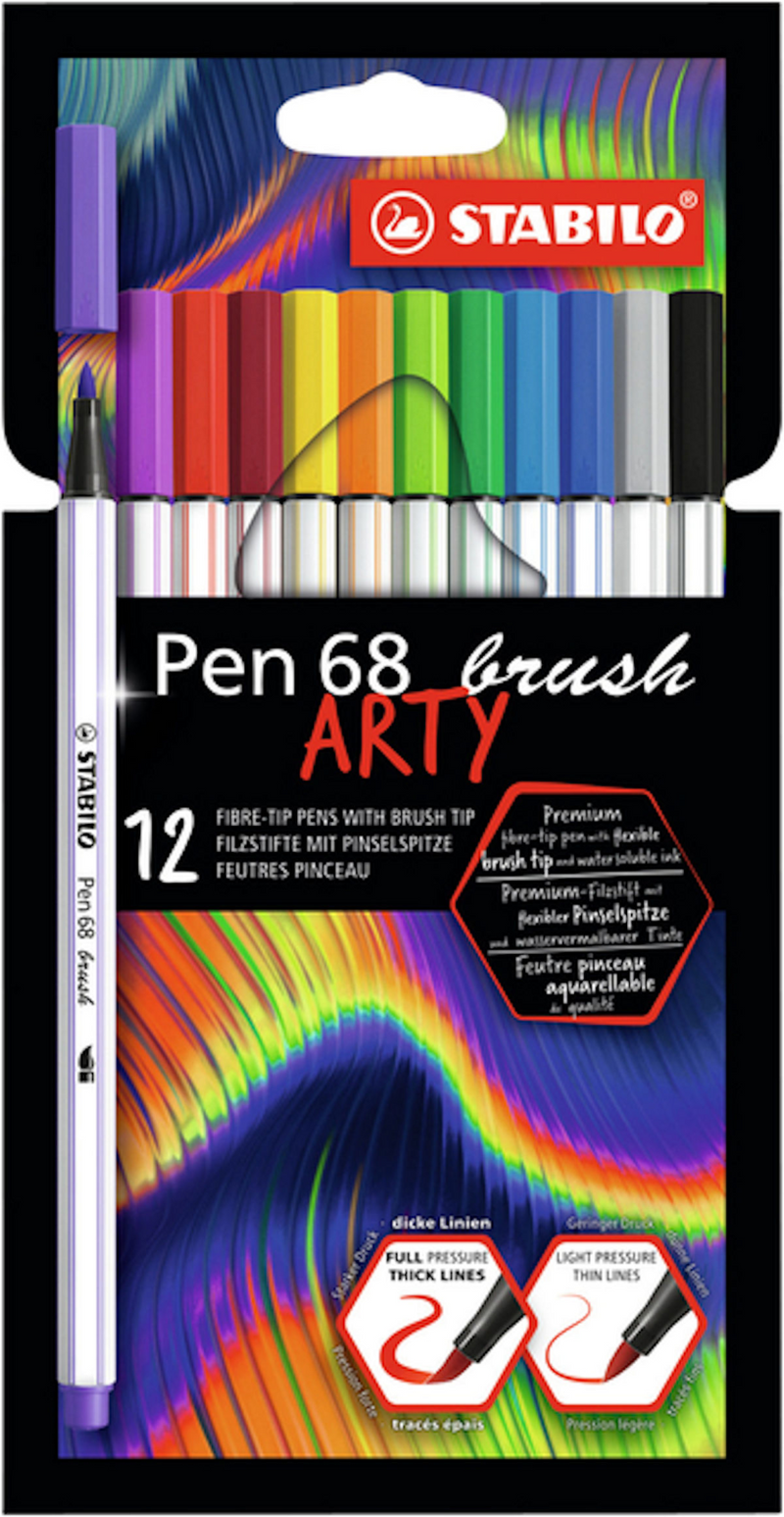 Stabilo Pen 68 Brush Arty Felt -Tip stylos 12 pièces