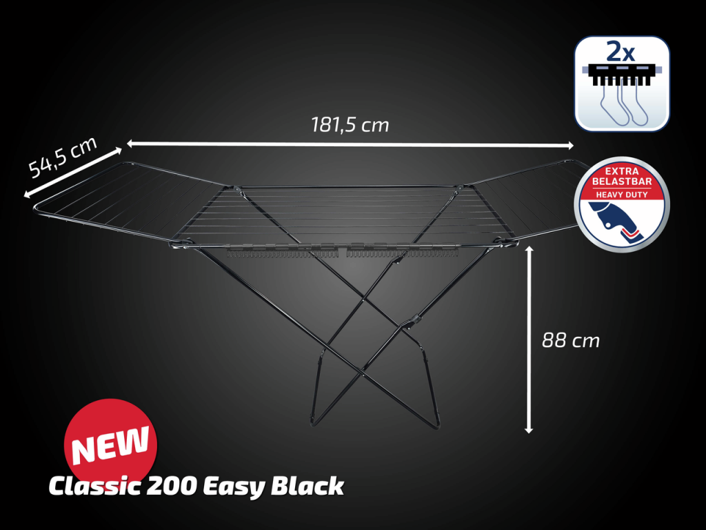 Leifheit 81696 classic 200 étendoir facile noir