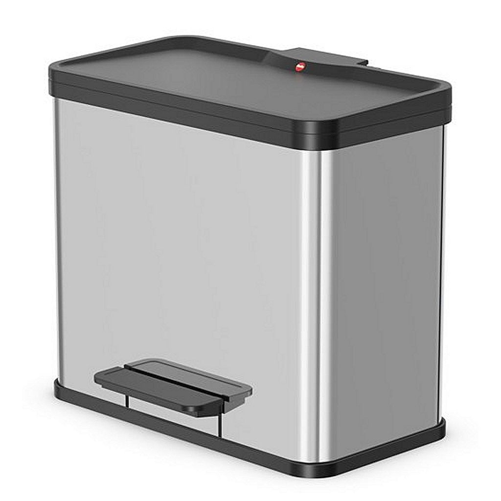 HAILO HAILO 0633-200 Öko Plus L Pédal Bin 3x9L en acier inoxydable noir
