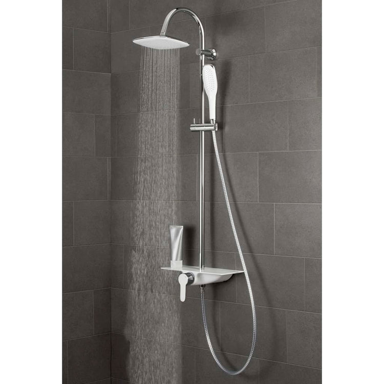 Schütte schütte douche de pluie avec un robinet et un plateau de la voie navigable-blanc-blanc