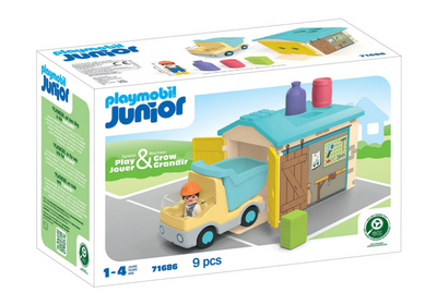 Playmobil junior werkman avec tri garage 71686