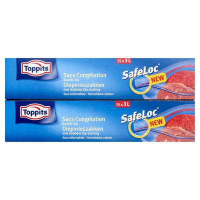 Toppits Toppits Safeloc Zip-Diepvoedzaks 3L 15 pièces