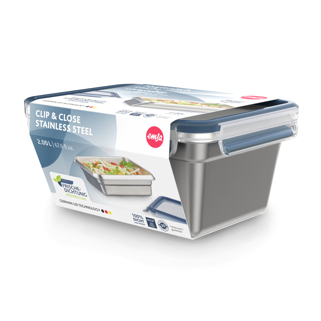 EMSA EMSA N1150600 Clip et fermer Vershoudbakje 2L en acier inoxydable