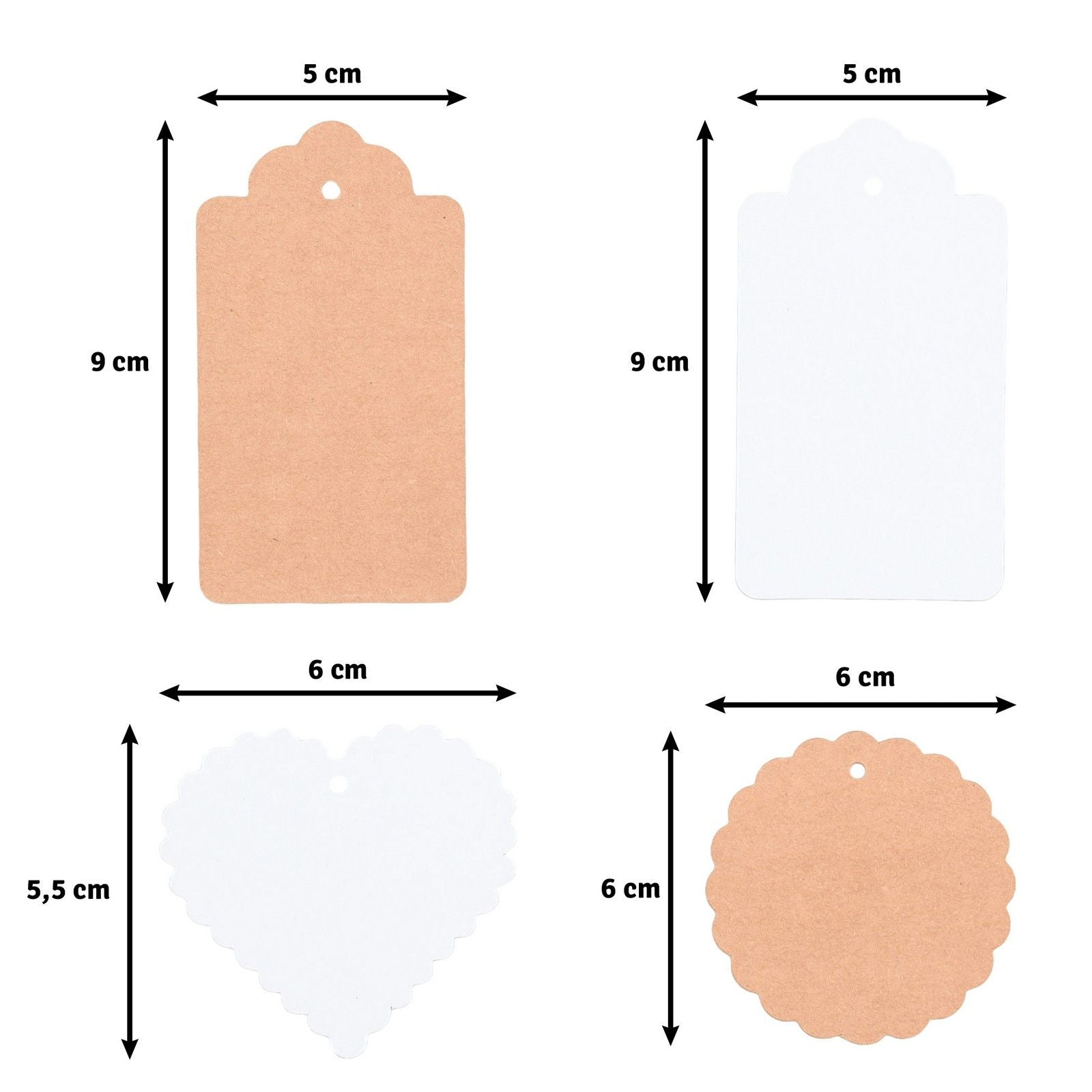 Florence • étiquettes cadeaux en carton étiquettes festonnées 250g 200x
