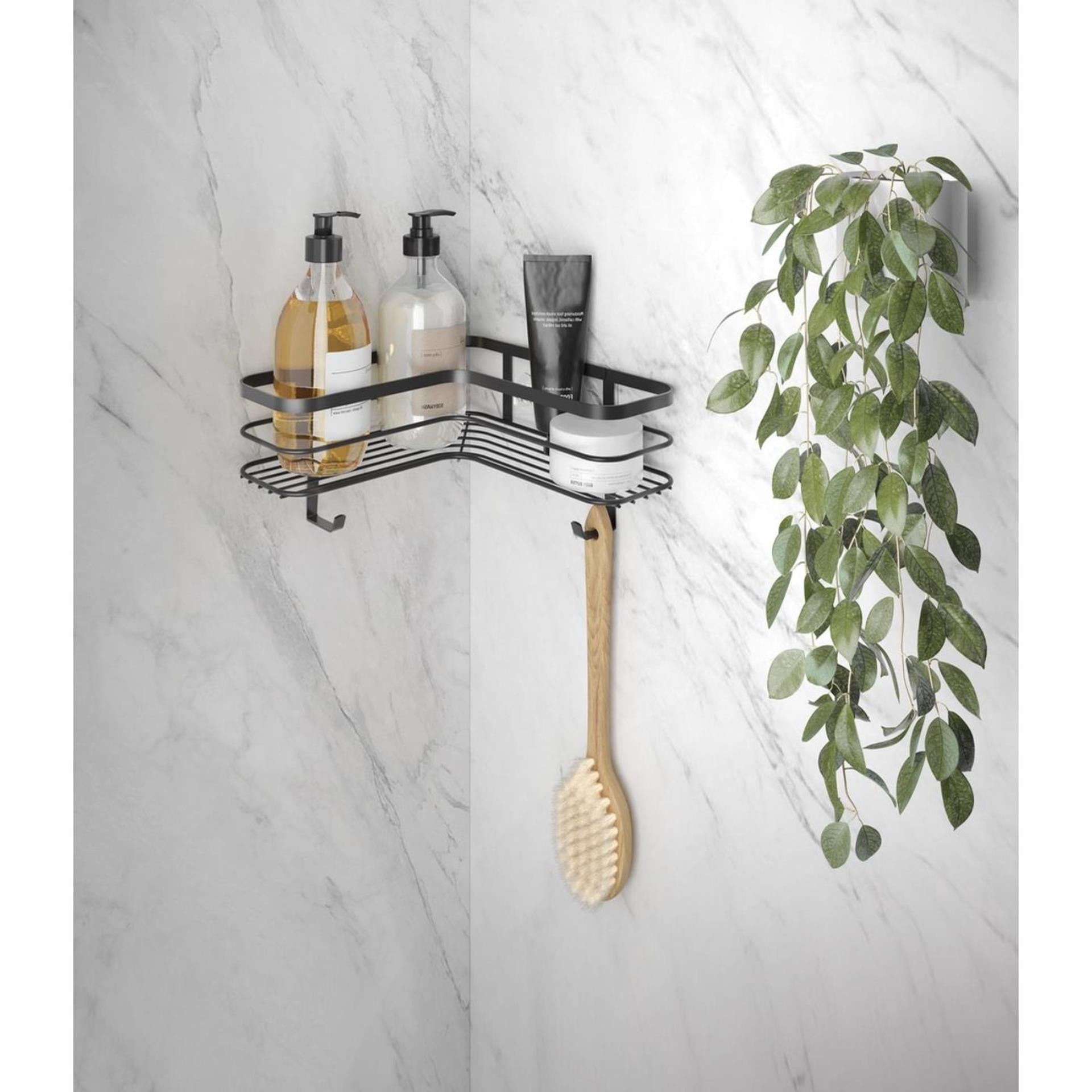 Support d'angle de douche Metaltex noir mat