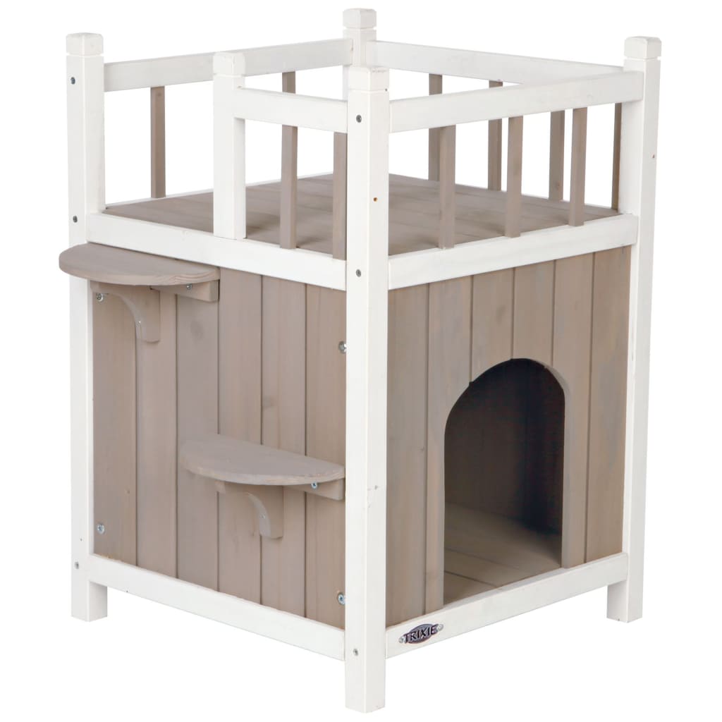 La maison de Trixie Kattenhuis Cat avec Balcony Grey White