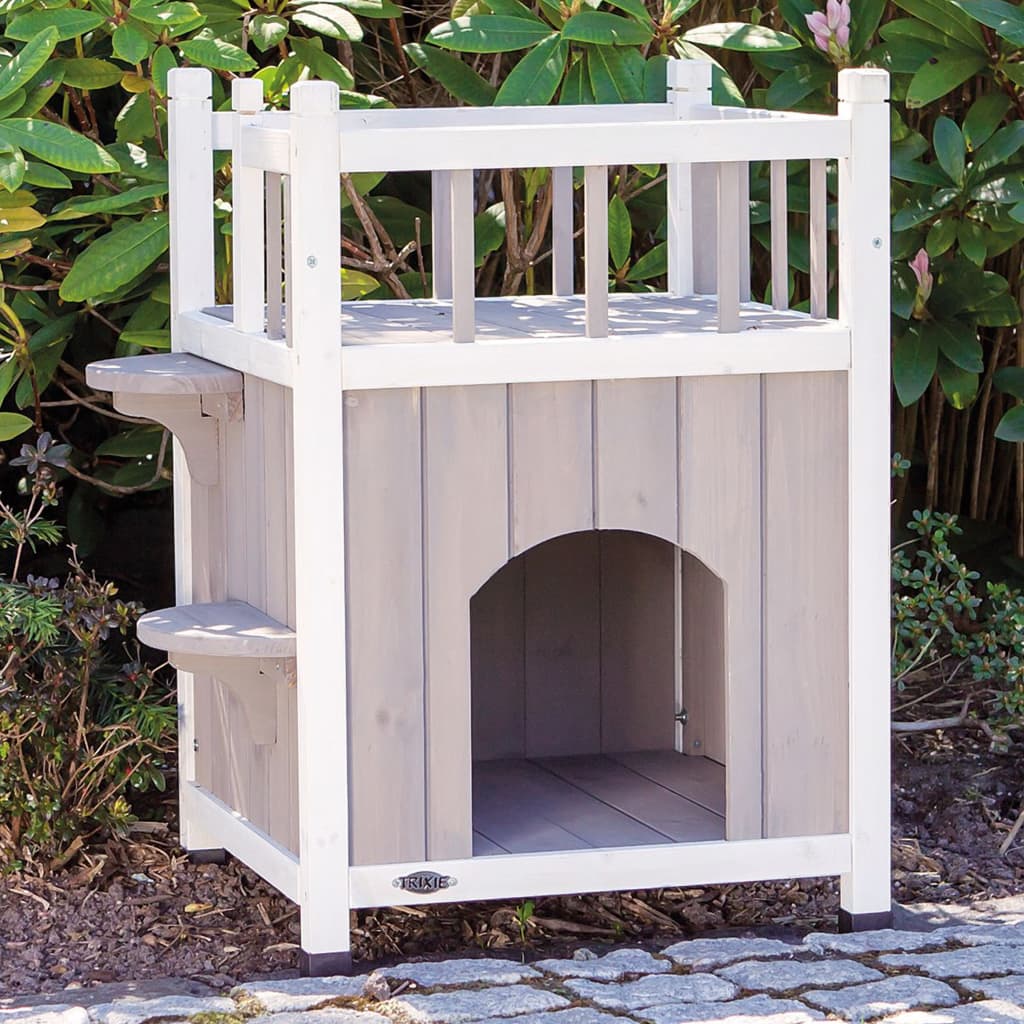 La maison de Trixie Kattenhuis Cat avec Balcony Grey White