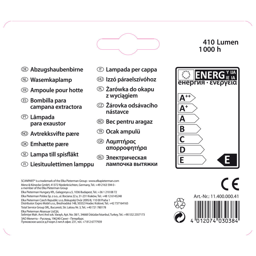 Extracteur ScanPart ScanPart Chaplamp E14 40W T25 2-PA
