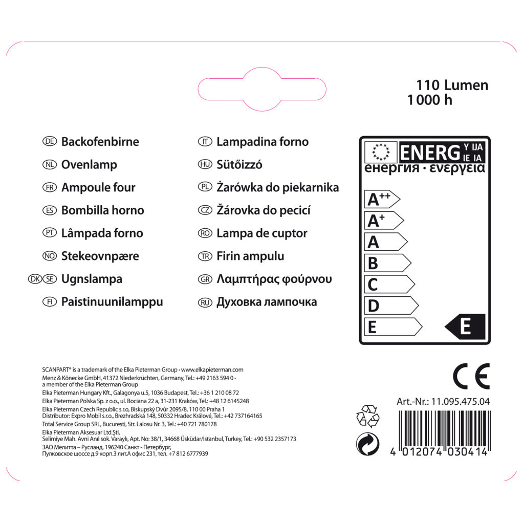 SCANPART SCANPART FORY lampe E14 15W 300gr Tube A2