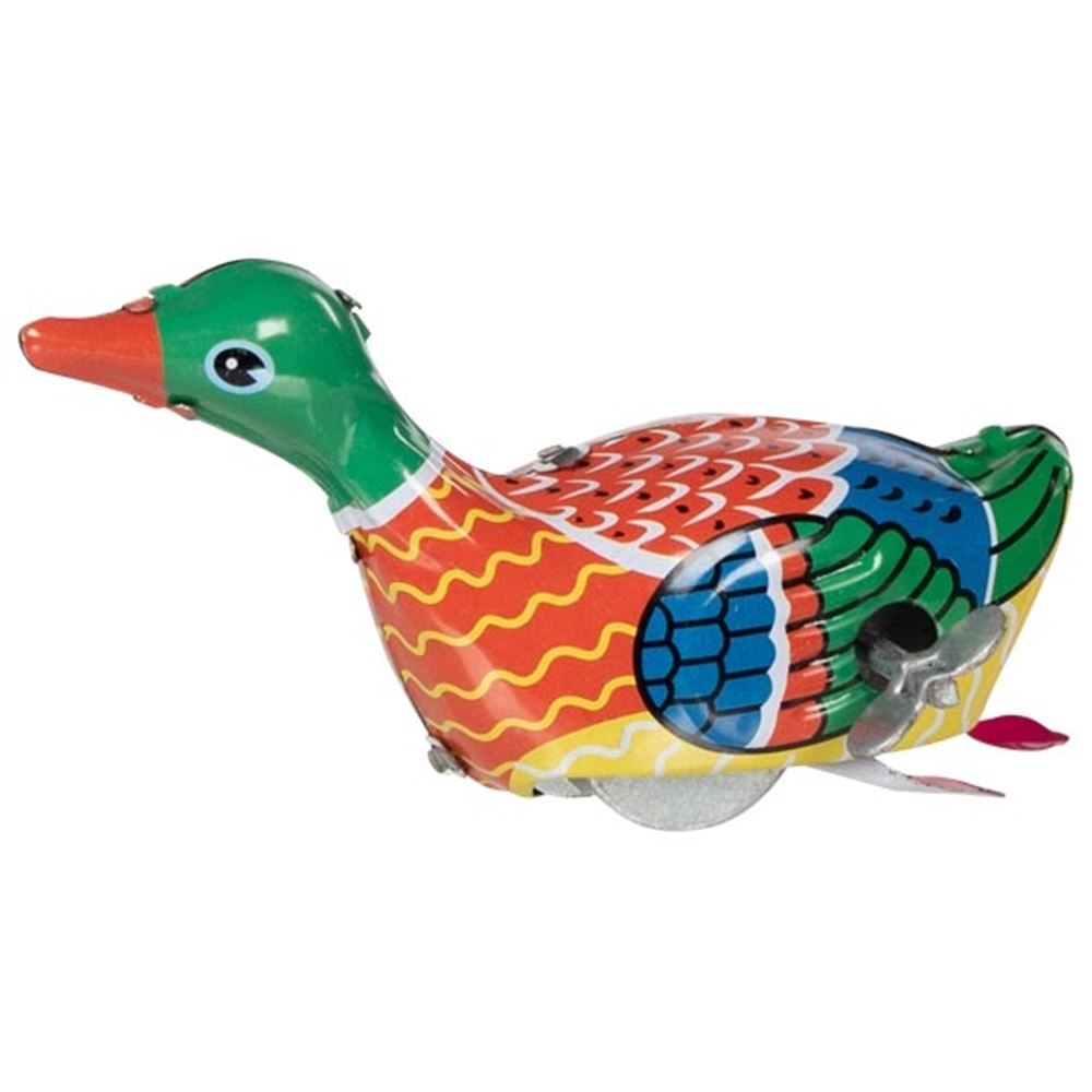 Canard à remonter en étain. 10x4,5x5,5 cm.