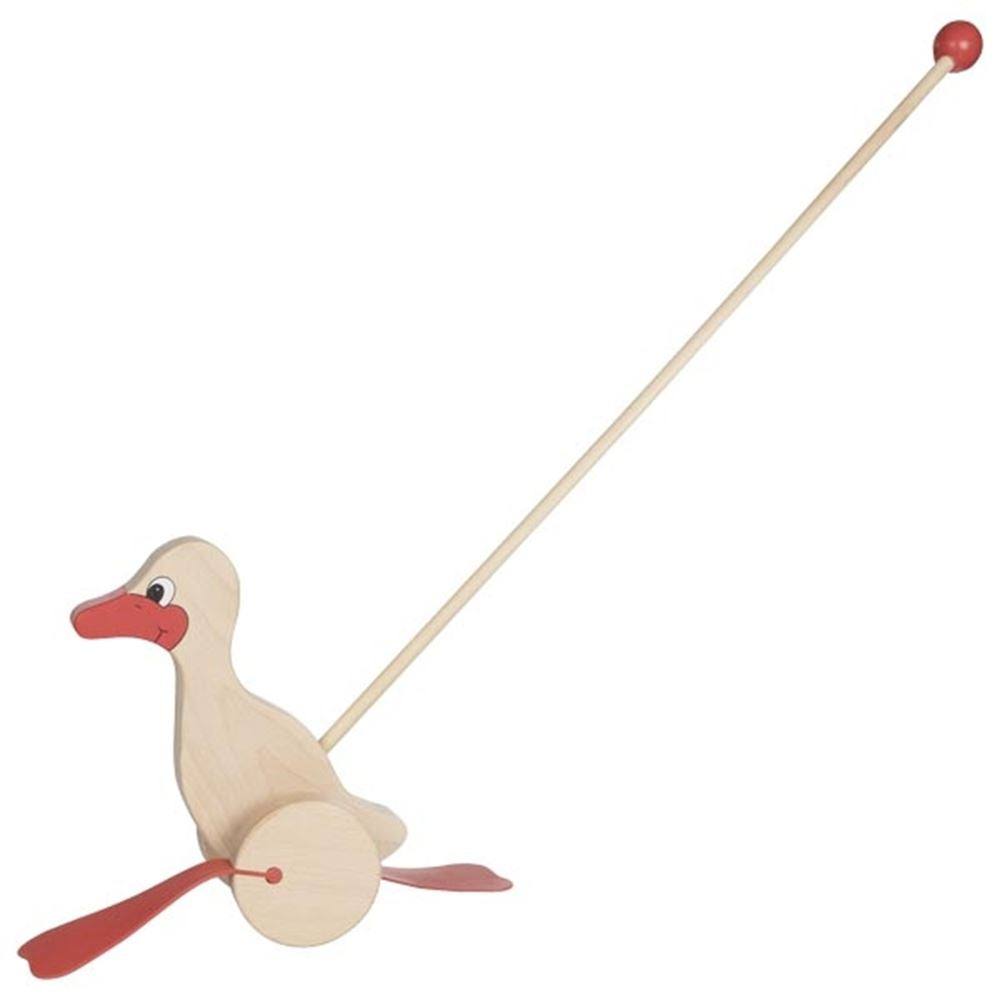 Goki en bois push figure canard naturel