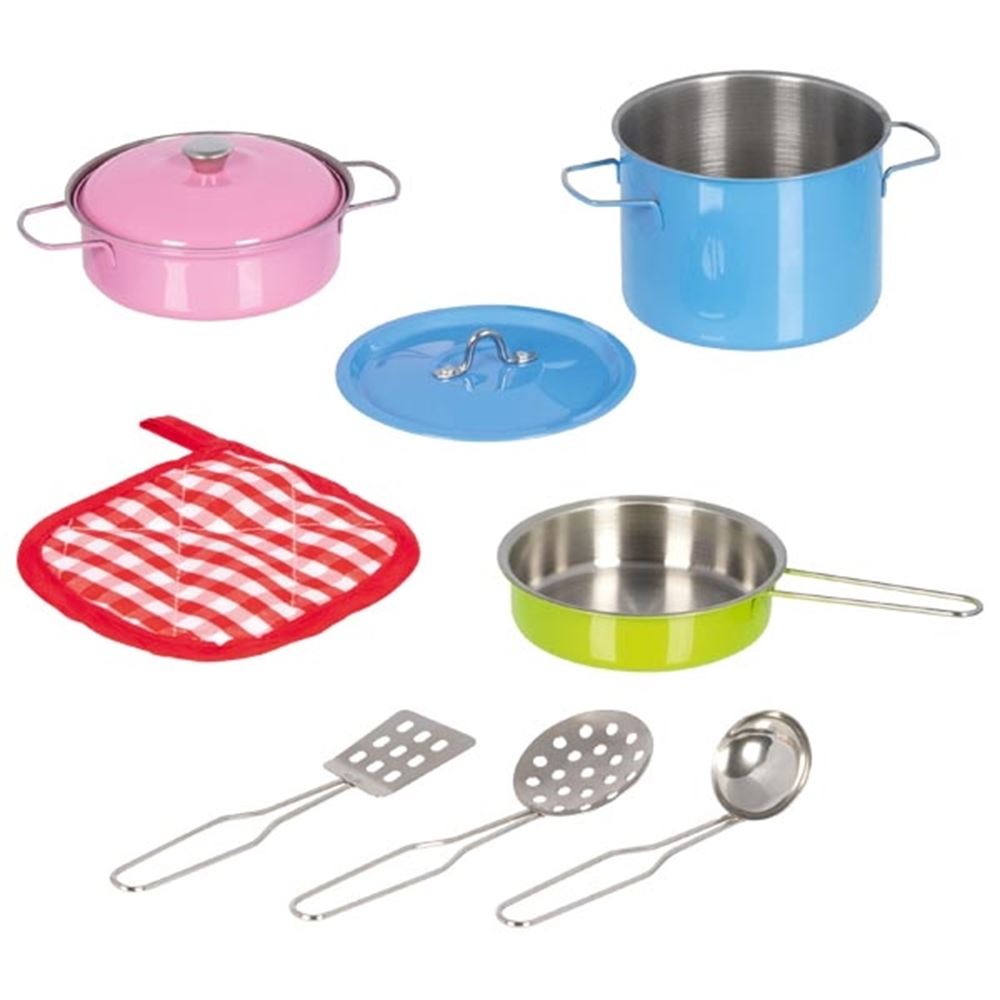 Set de cuisine coloré. 9 pièces. 9,5x8,5 cm.