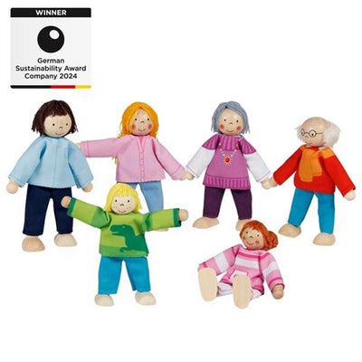 Goki Wooden Dollhouse Dolls Flexible Modern Family, 6st.