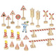 Ensemble de panneaux de signalisation en bois Goki - 21 pièces.