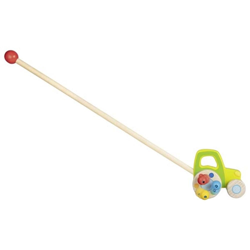 Tracteur, véhicule à pousser avec billes. 10cm.