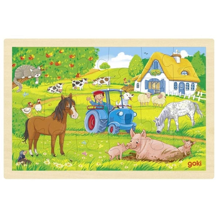 Ferme de puzzle en bois Goki, 24 pcs.
