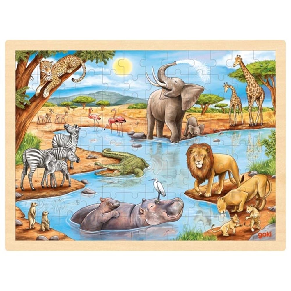 Goki Wooden Jigsaw Puzzle African Savanne, 96st.