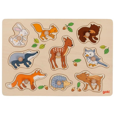 Goki Wooden Stud Puzzle Forest Animaux, 9e.
