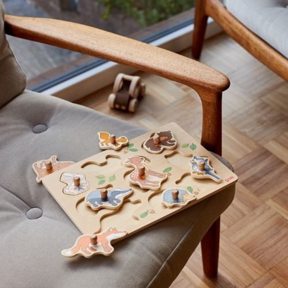 Goki Wooden Stud Puzzle Forest Animaux, 9e.