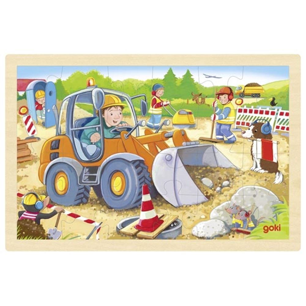 Goki Wooden Jigsaw Puzzle Construction Site, 24st.
