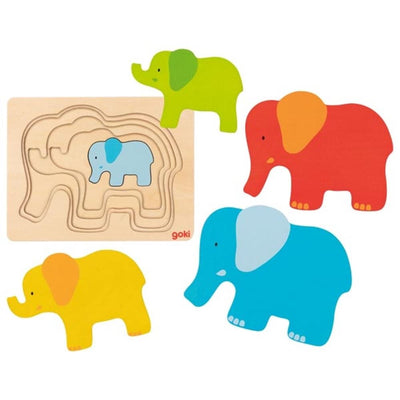 Goki Wooden Layer Puzzle Elephant, 5e.