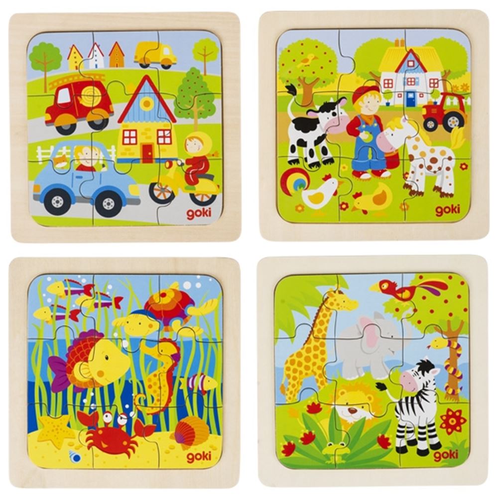 Puzzle ferme, animaux marins etc. 9 pièces.