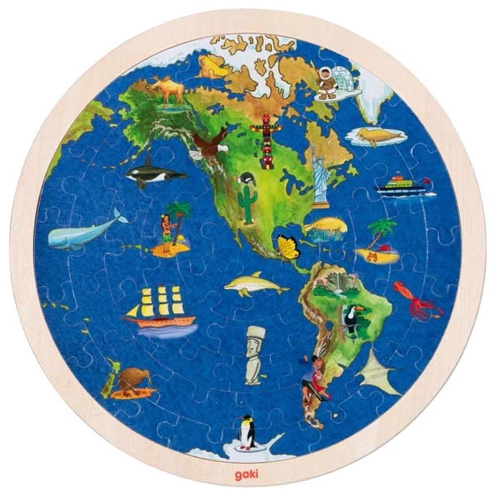 GOKI Globe de puzzle en bois à double face, 57e.