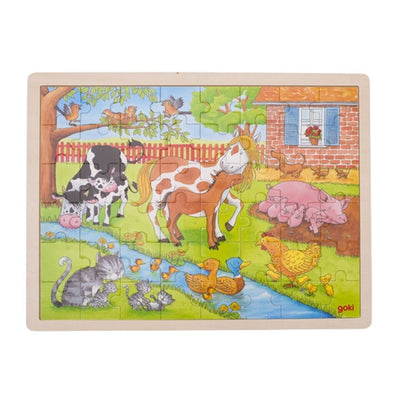 Puzzle Goki Wooden Jigsaw à la ferme, 48e.