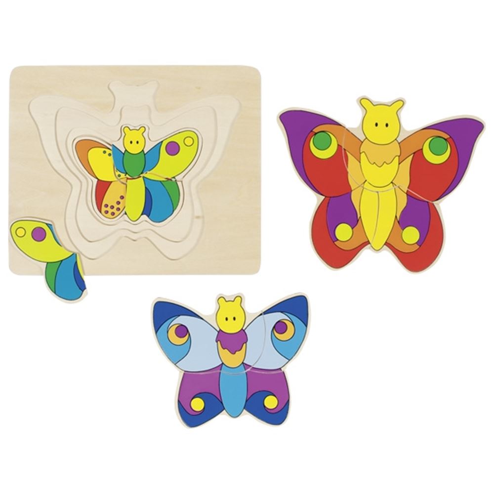 Goki Wooden à 3 coutres Puzzle Butterfly