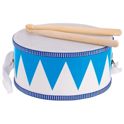Tambour en bois goki avec des bâtons bleu blanc