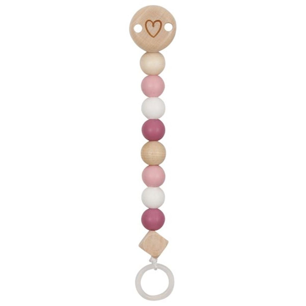 Goki Wooden Pacificier Chain Heart Pink