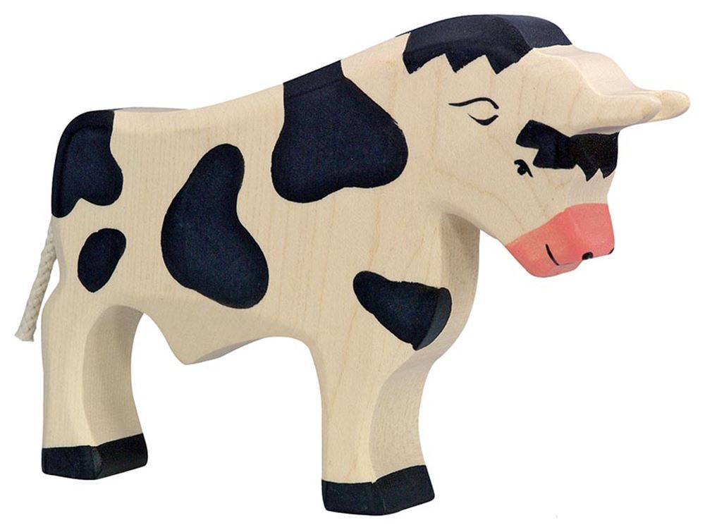 Taureau Holztiger, noir. 19 cm.