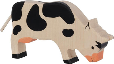 Vache Holztiger, au pâturage, noire. 18,5 cm.