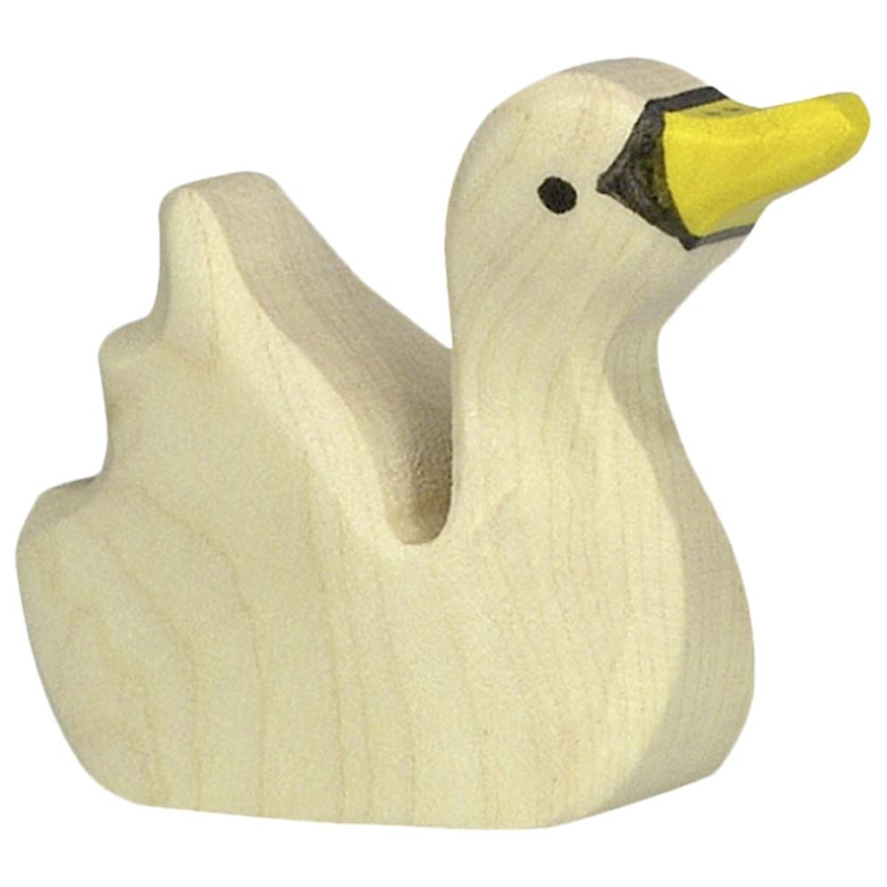 Holztiger zwaan, klein zwemmend. 3.5 cm