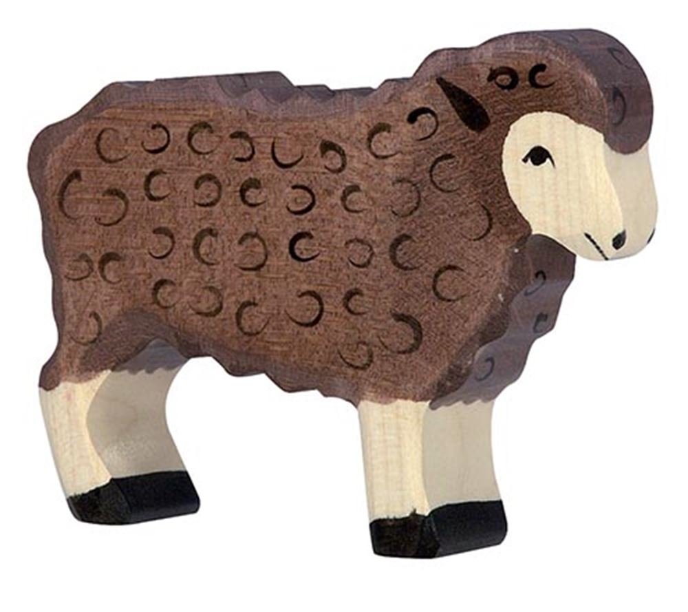 Mouton Holztiger, debout, noir. 10cm.