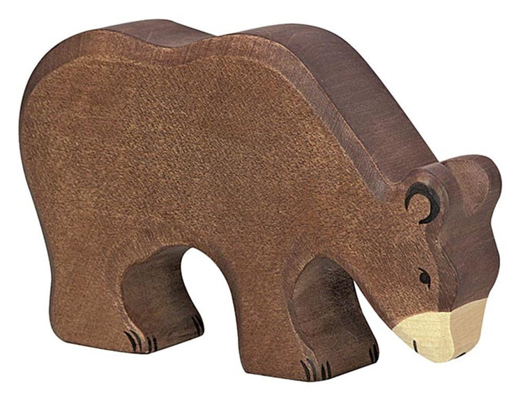 Holztiger désert - ours brun mangeant - 15x3x11cm - figurine en bois - fait main