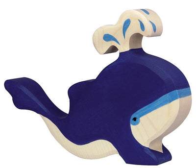 Animaux marins Holztiger - baleine bleue - 20x3x14cm - figurine en bois - fait main