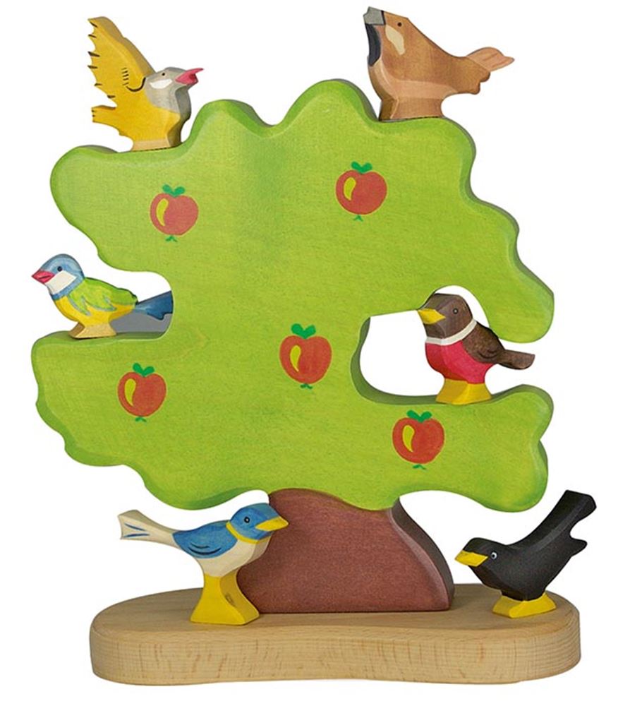 Forêt Holztiger - pommier pour oiseaux - 20x2x20cm - figurine en bois - fait main