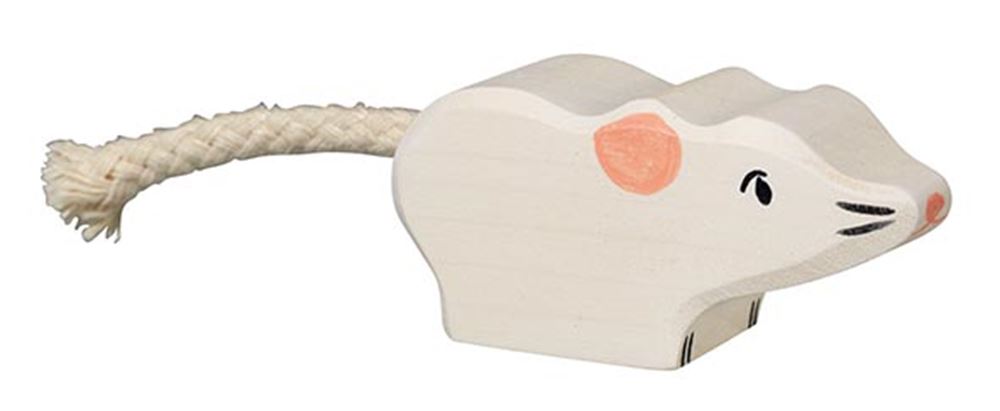 Holztiger mouse, white. 5 cm.