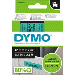 Rubans dymo d1 polyester 12mmx7m noir-vert brillant
