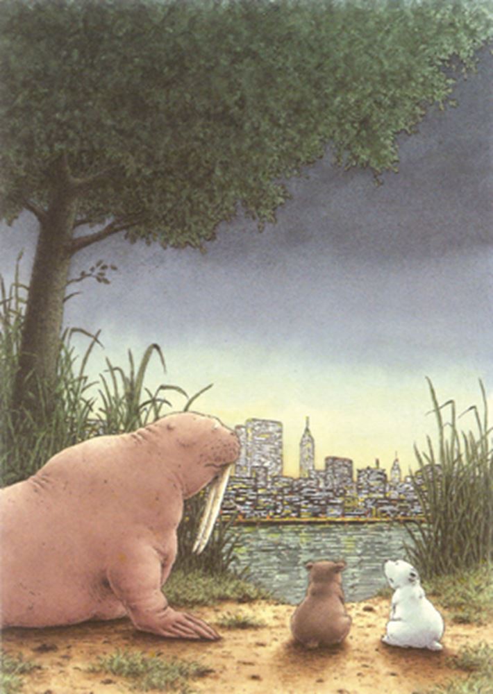 Carte postale illustrée 149 : petit ours polaire en m