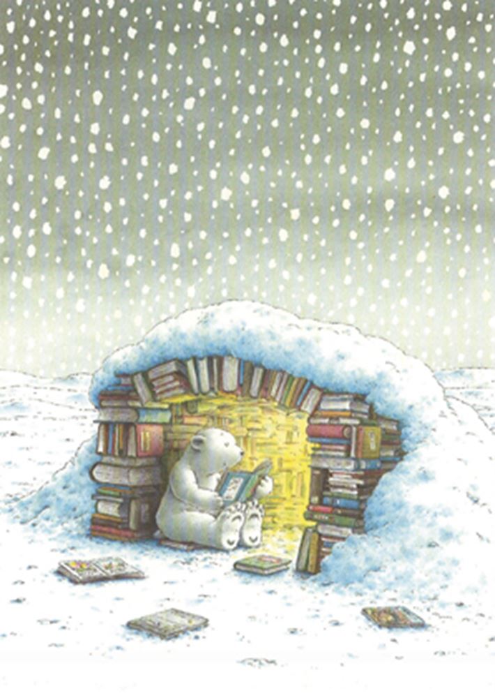 Carte postale illustrée 206 : ours polaire dans un igloo.