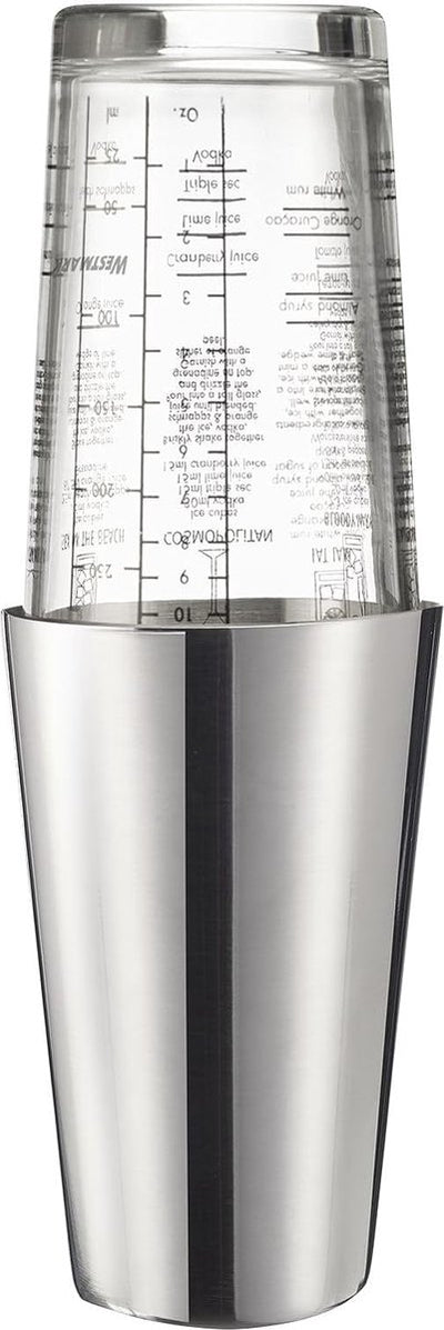 Westmark boston shaker boogie - shaker à cocktail avec balance, mélangeur à cocktail professionnel, accessoires de bar, recettes incluses - acier inoxydable, 350 ml