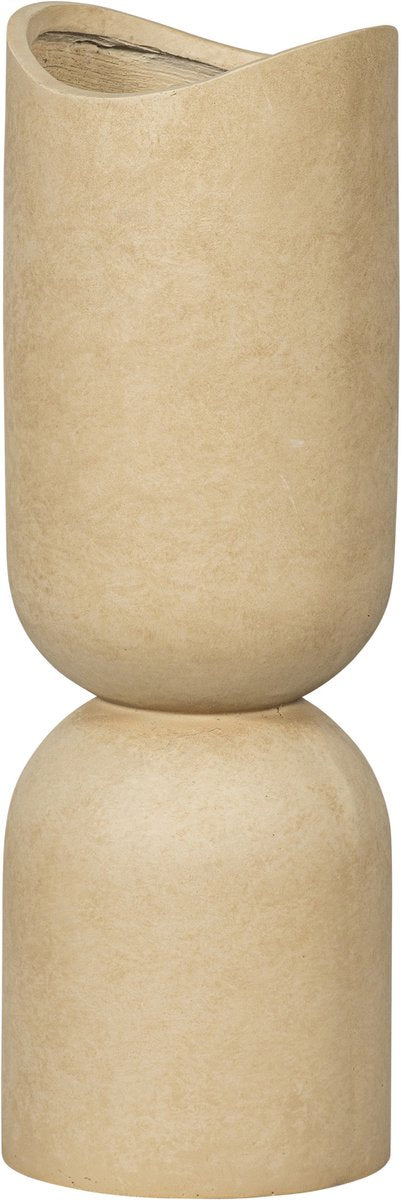 Pot de fleurs vase Woood mosi - argile fibreuse - beige - 75x25 cm