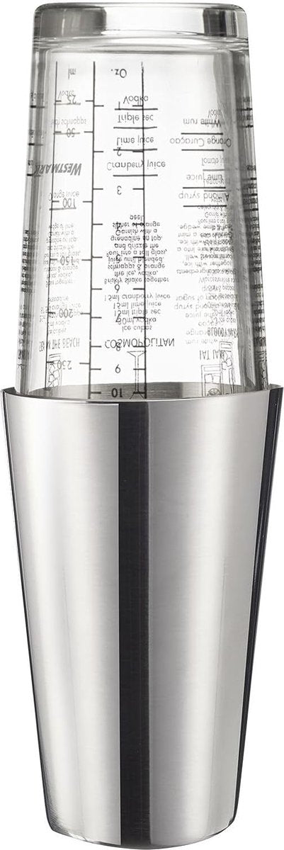 Westmark boston shaker boogie - shaker à cocktail avec balance, mélangeur à cocktail professionnel, accessoires de bar, recettes incluses - acier inoxydable, 350 ml