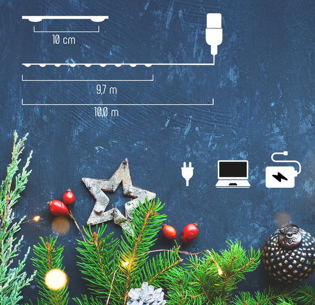 Westcott Westcott AC-Cl10001 Clauss LED GARLAND 100 LED # 039; S 10 m blanc chaud blanc chaud