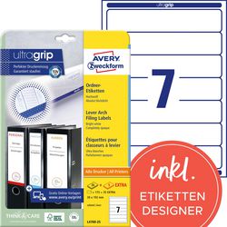 Insérer des cartes blockout avery l7702-25 192x39mm ultra blanc codage couleur 7x25 feuilles