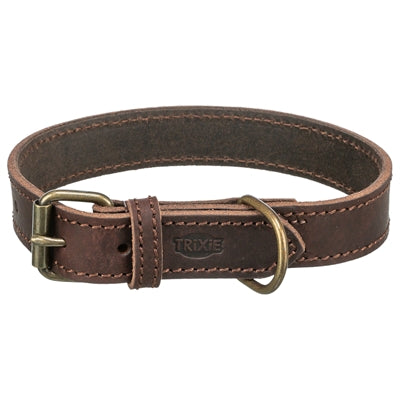 Trixie Collar chien rustique gras en cuir foncé marron foncé