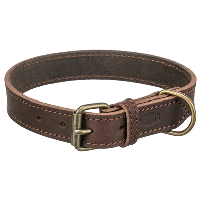 Trixie Collar chien rustique gras en cuir foncé marron foncé