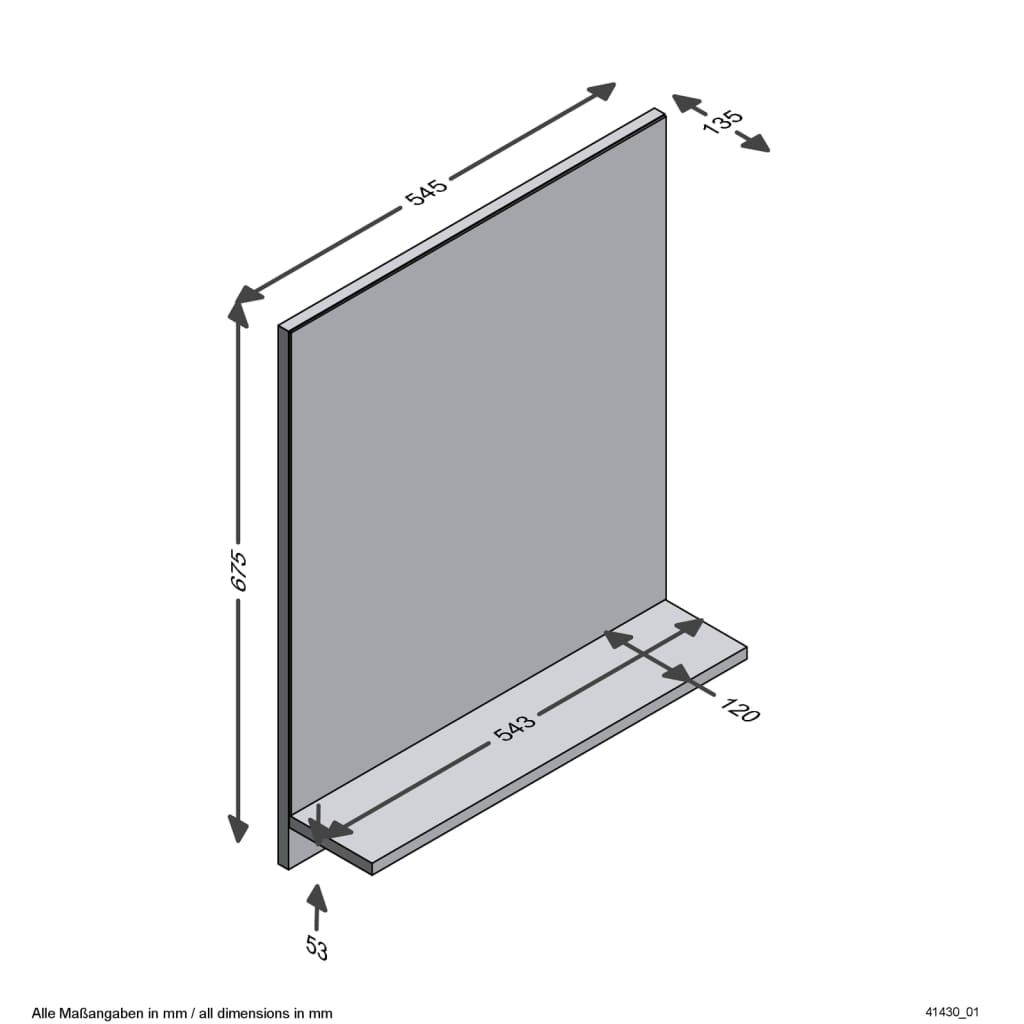Miroir mural FMD FMD avec étagère 54,5x13.5x67,5 cm chêne artisanal
